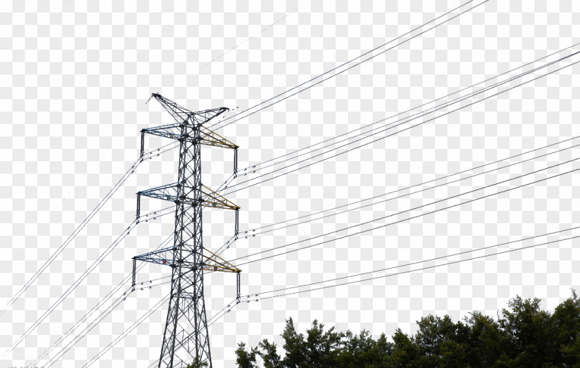 High Voltage Wire Transmission Tower Overhead Power Line Cable PNG