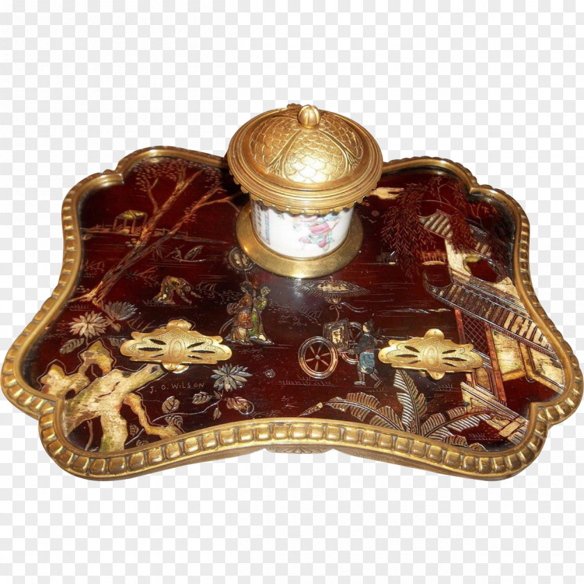 Chinoiserie Lacquer Inkwell Japanning Louis Quinze PNG