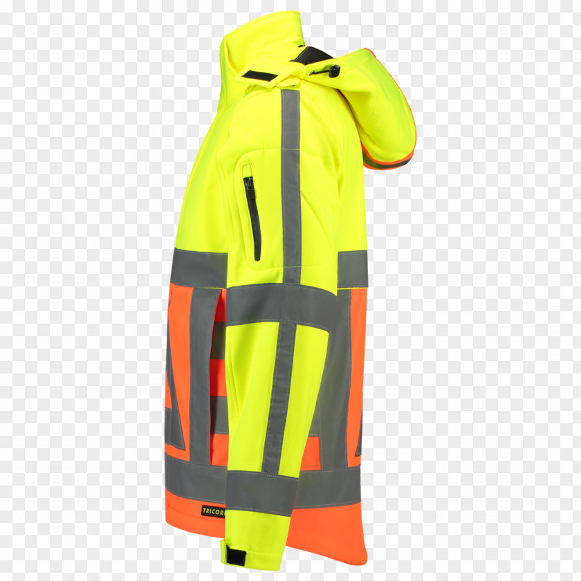 Soft Yellow Epaulette Jacket Traffic Guard Hood Outerwear PNG