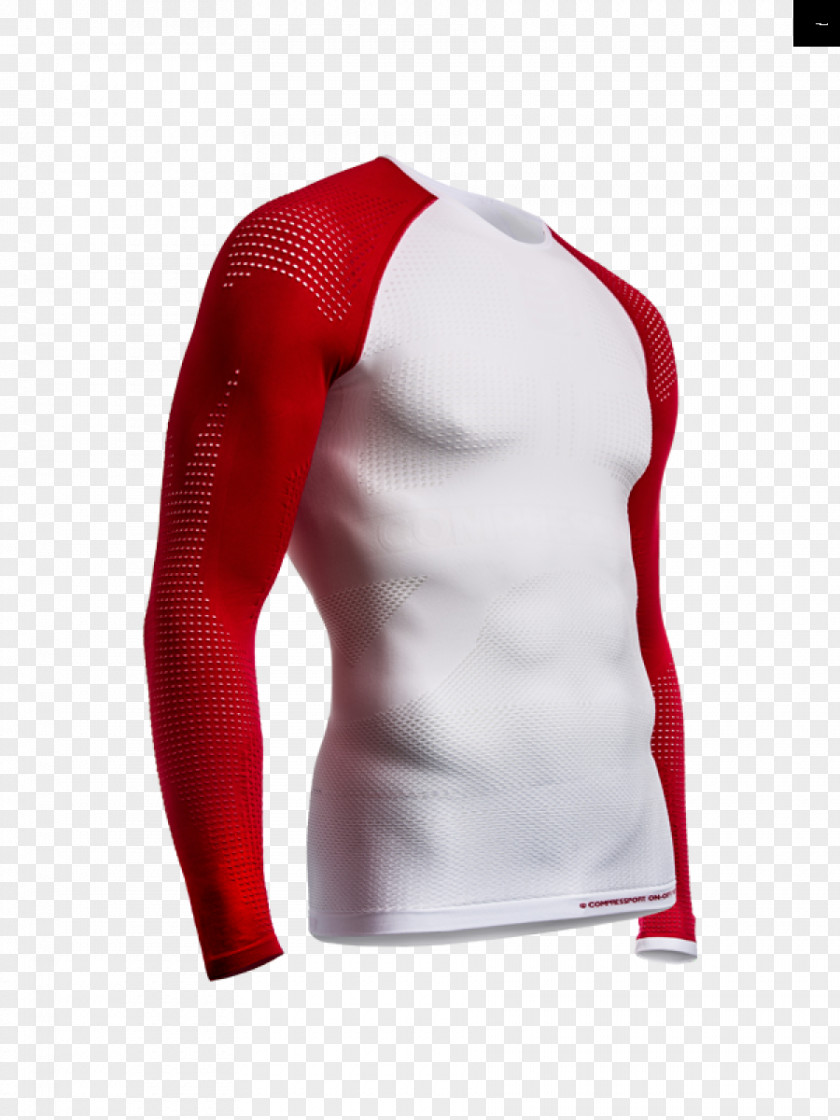 T-shirt Red Sleeve White PNG