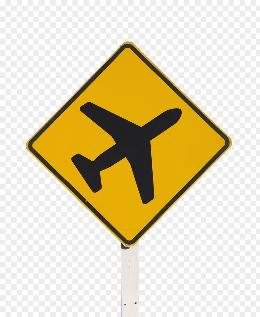 Yellow Airplane Signs Traffic Sign Warning Road PNG