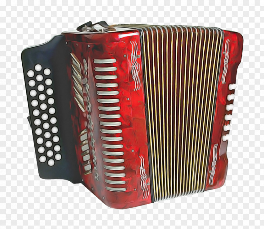 Accordion Garmon Free Reed Aerophone Musical Instrument Red PNG
