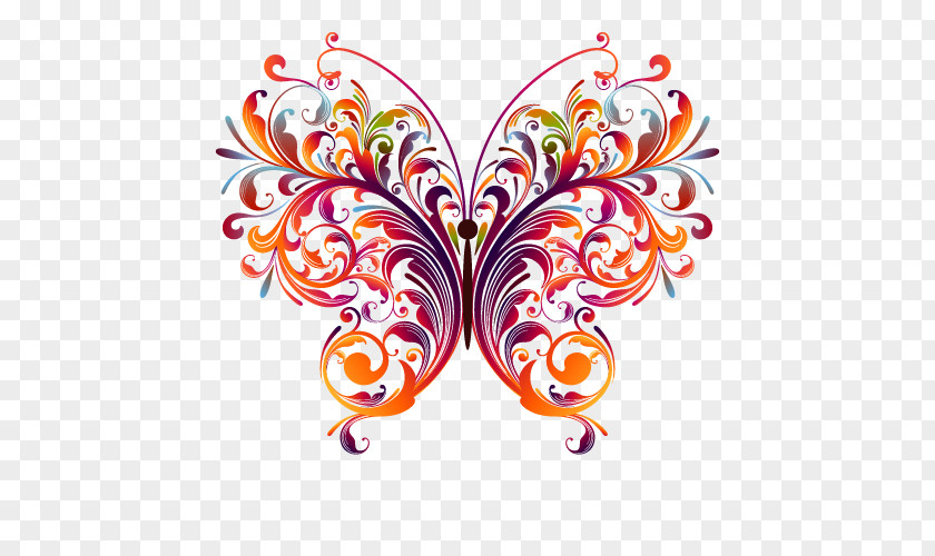 Colorful Butterfly Elements Drawing Art Clip PNG