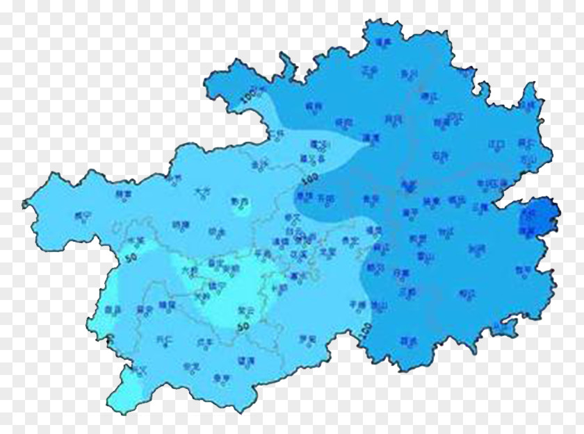 Sea Blue Map Of Guizhou Guiyang Zunyi Kunming Meteorology Weather Forecasting PNG