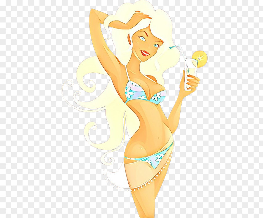Cartoon Blond Bikini Long Hair Swimsuit Bottom PNG