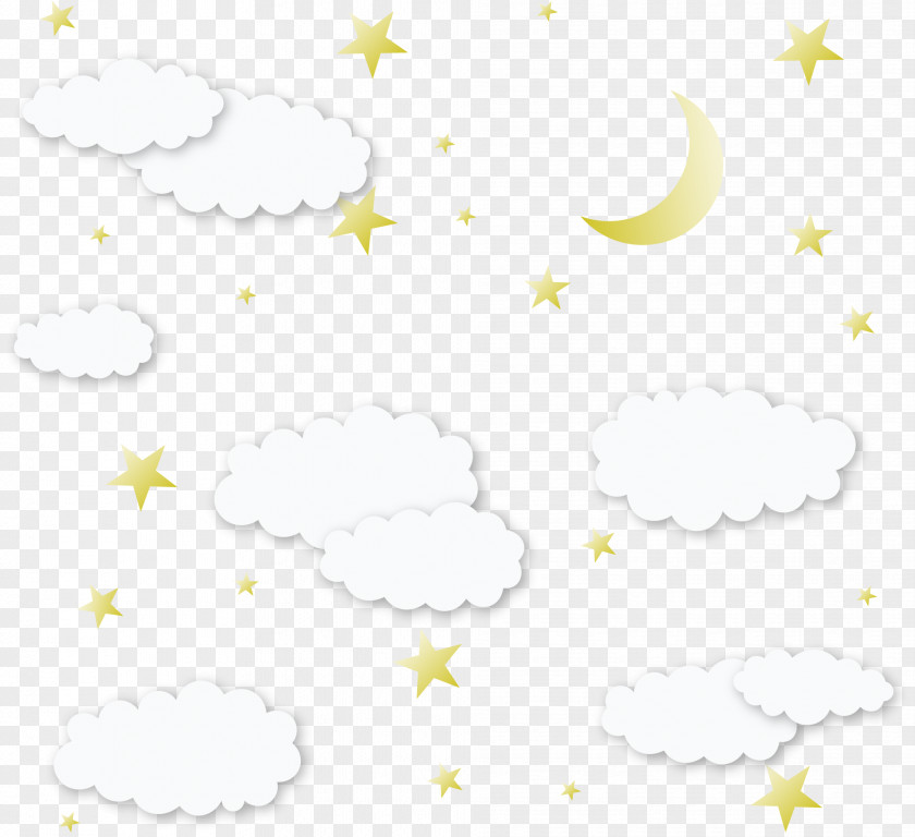 Stars Moon And White Clouds Material Pattern PNG