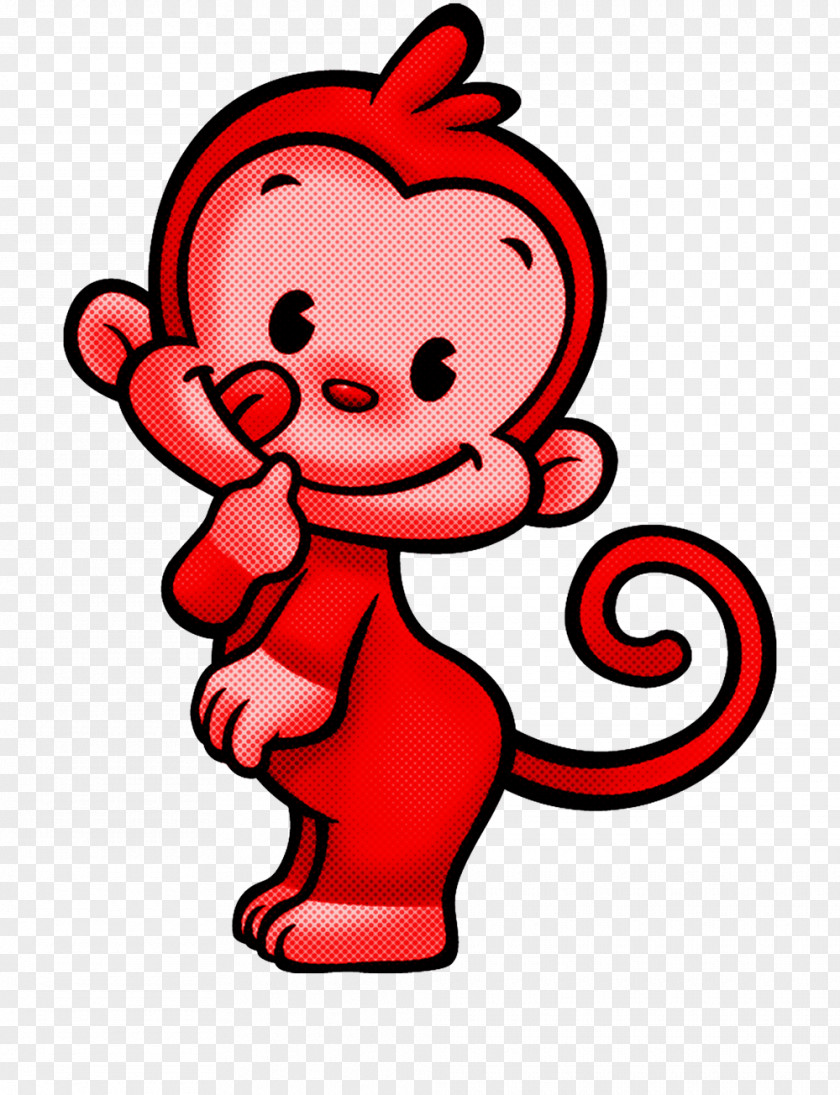 Cartoon Red Line Finger Happy PNG