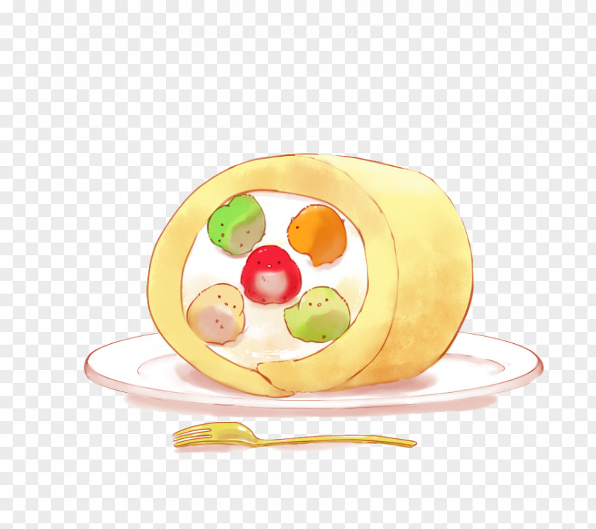 Puff Cake Chick Swiss Roll Food Illustration PNG