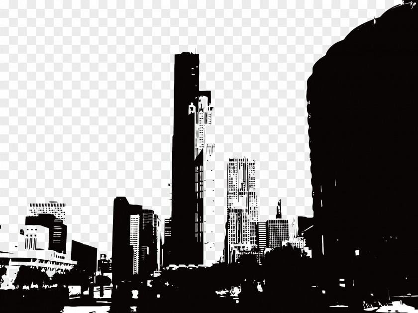 Vector Painted Silhouette Willis Tower Building PNG