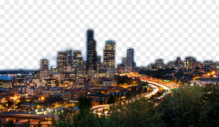 A Beautiful View Of The City At Night Seattle Ultra-high-definition Television 4K Resolution Wallpaper PNG