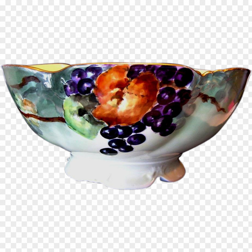 Hand Painted Grapes Ceramic Bowl Tableware PNG