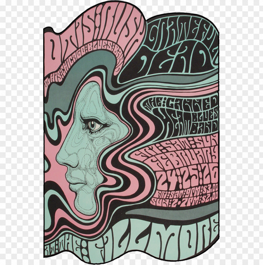Band Text The Fillmore Psychedelic Art Poster PNG
