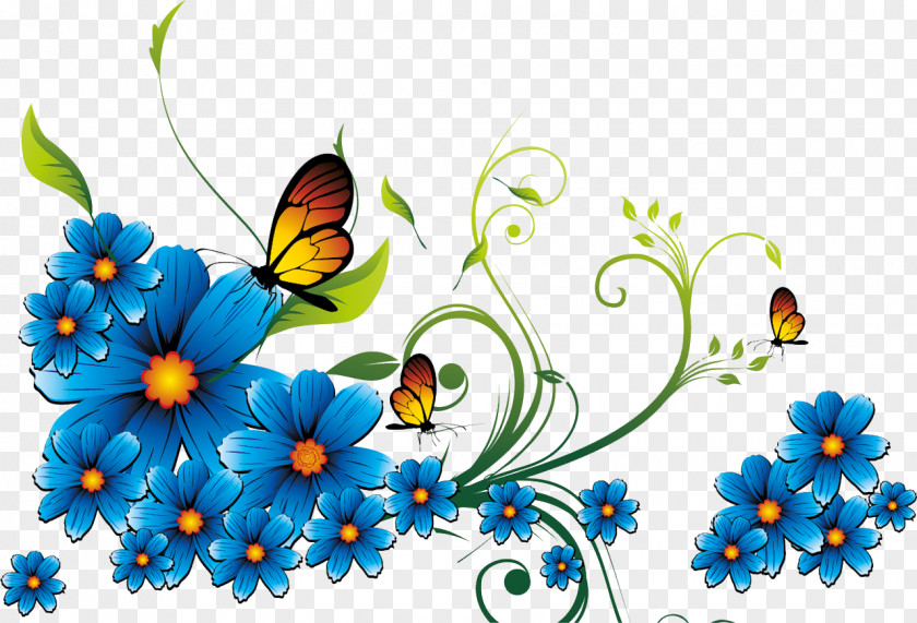 Blue Flower Borders And Frames Clip Art PNG