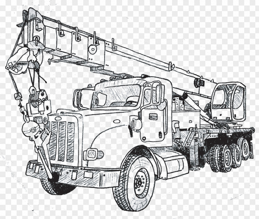 Car Drawing Mobile Crane Truck PNG