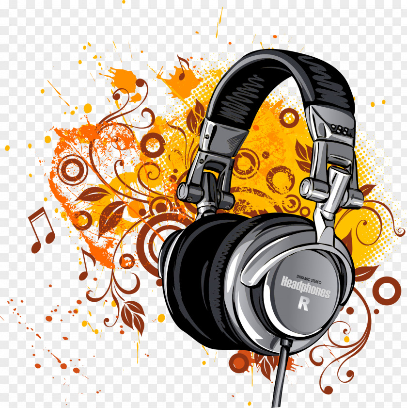 Headphones Music PNG Music, headphones, the trend pattern, black and grey R art clipart PNG