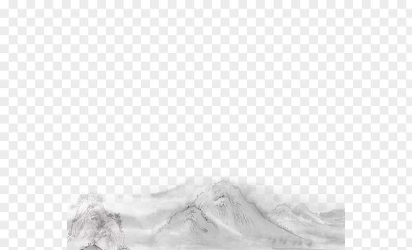 Mountain View Black And White Pattern PNG