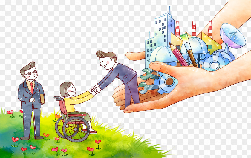 Sent To Hope Primary School Disability China Disabled Persons Federation U4e2du534eu4ebau6c11u5171u548cu56fdu6b8bu75beu4eba Cartoon Illustration PNG