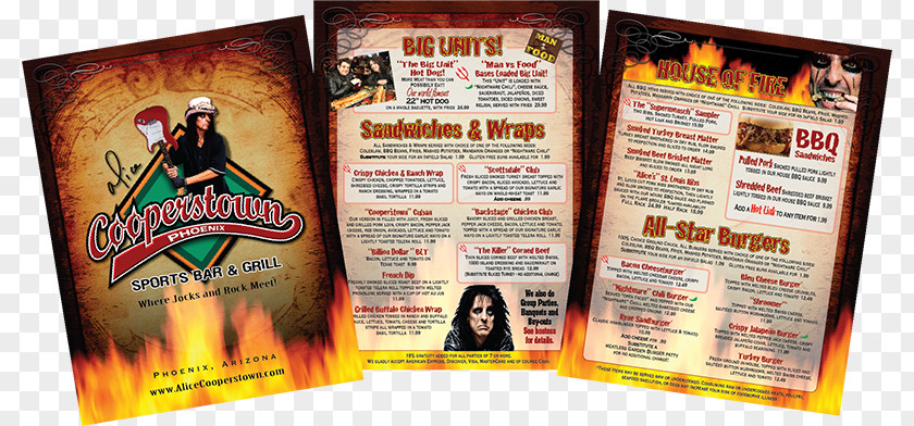 The Restaurant Menu Design Alice Cooper'stown Graphic PNG