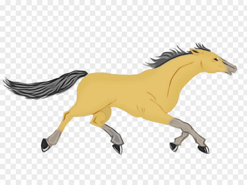 Cartoon Stallion Horse Animal Figure Mane Przewalski's Yellow PNG