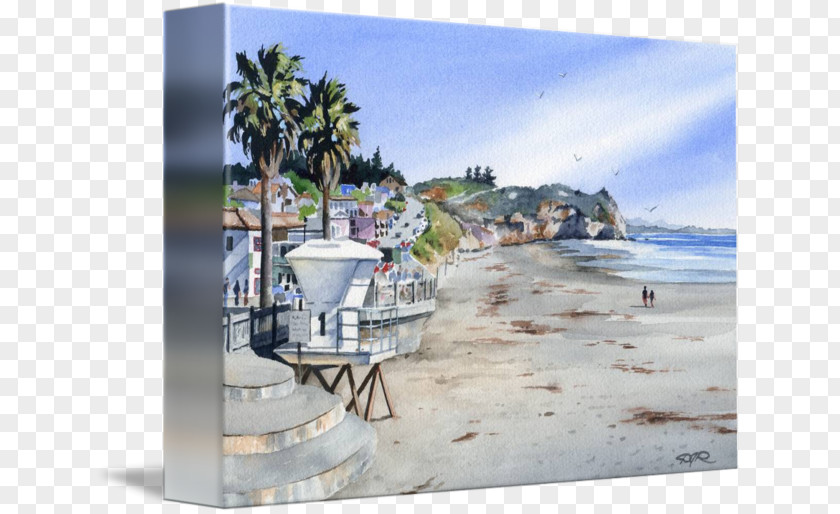 California Beach Watercolor Painting Avila Artist PNG