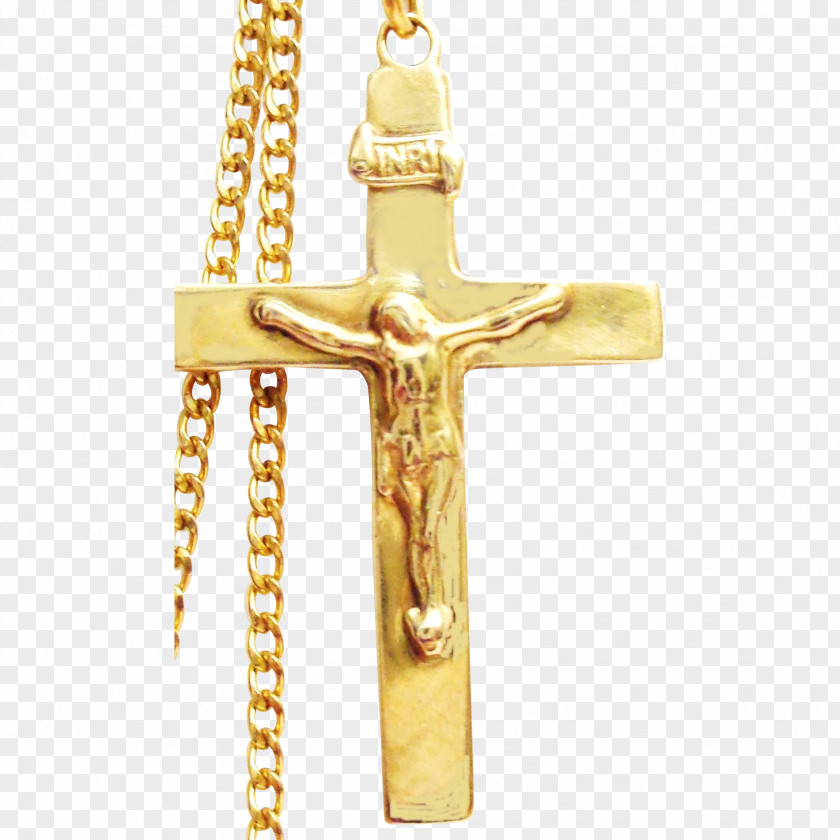 Gold Crucifix Christian Cross Necklace PNG