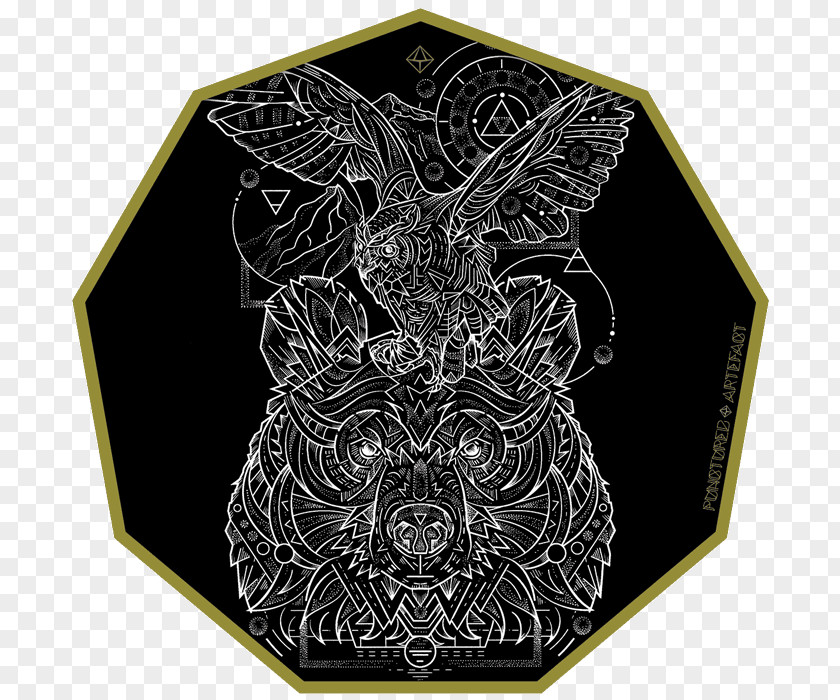 Great Horned Owl Sacred Geometry Flash PNG