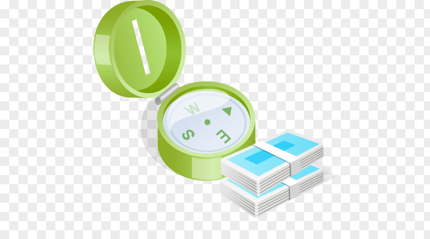 Cartoon Green Compass Money Icon PNG