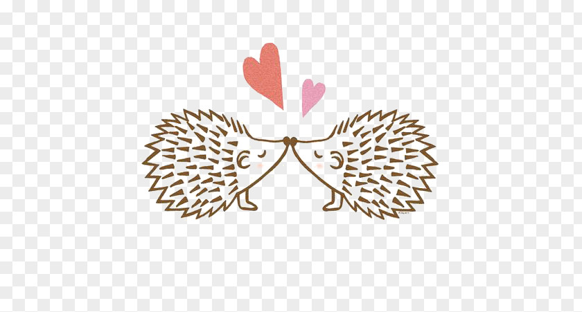 Kissing Hedgehog Wedding Invitation Love Valentines Day Illustration PNG