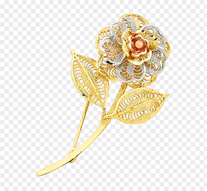 Gold Flowers Brooch Jewellery Earring Bangle PNG