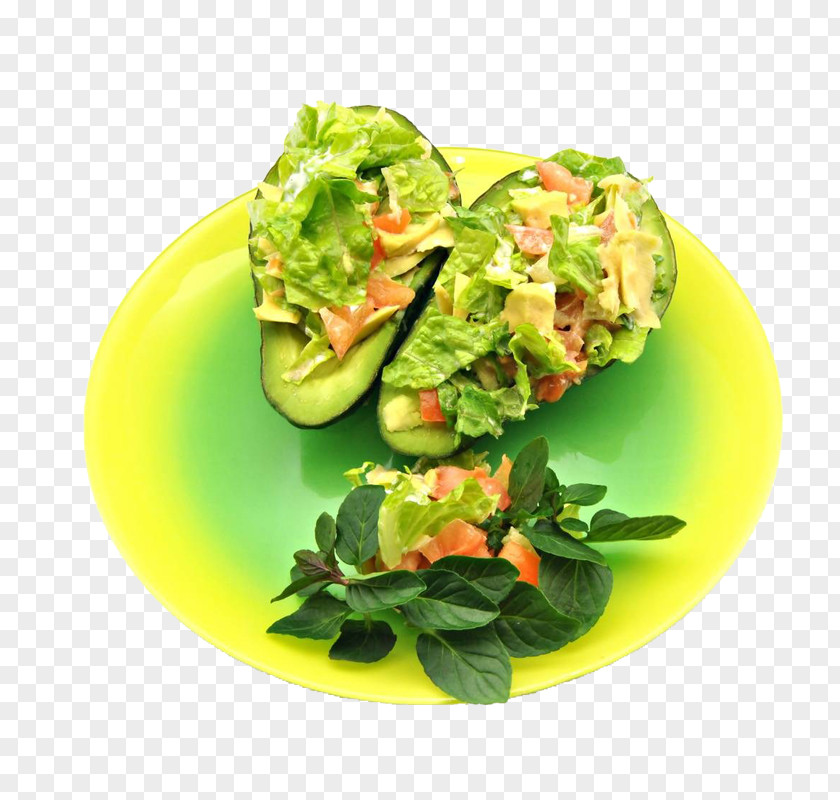 Avocado Salad On A Plate Salsa Stuffing Spinach PNG