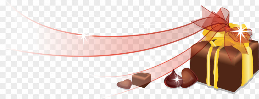 Vector Hand-painted Chocolate Gift Box Banner Ribbon PNG