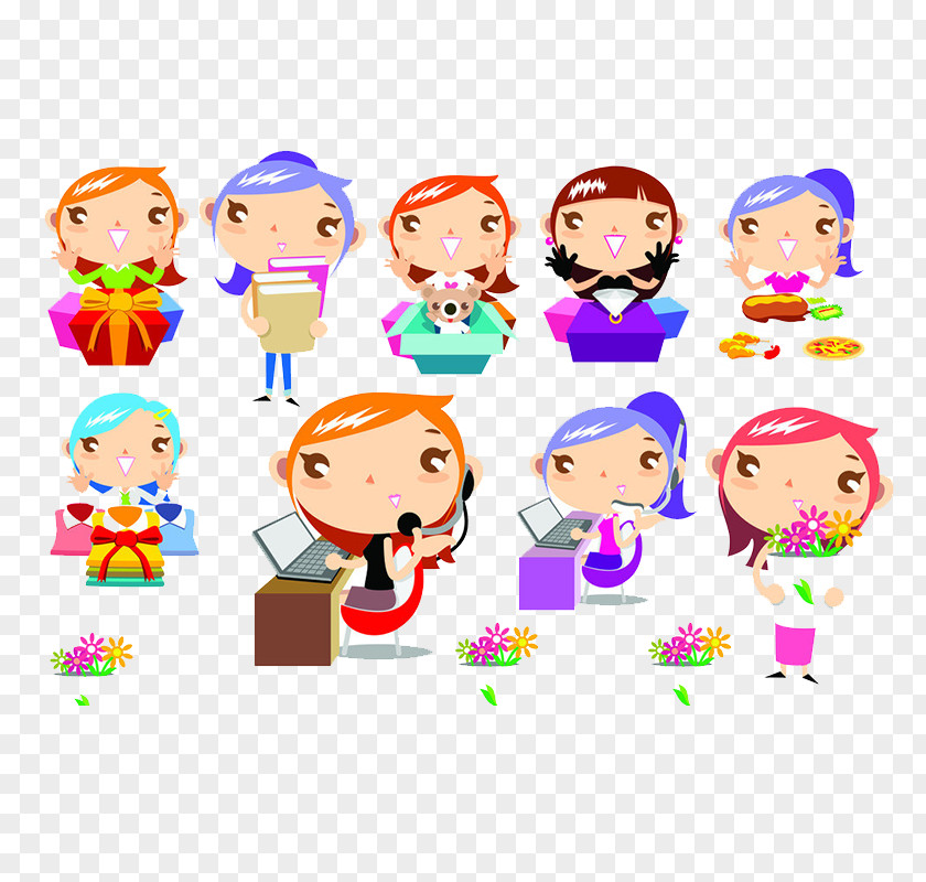 Cartoon Characters Child Gift Illustration PNG