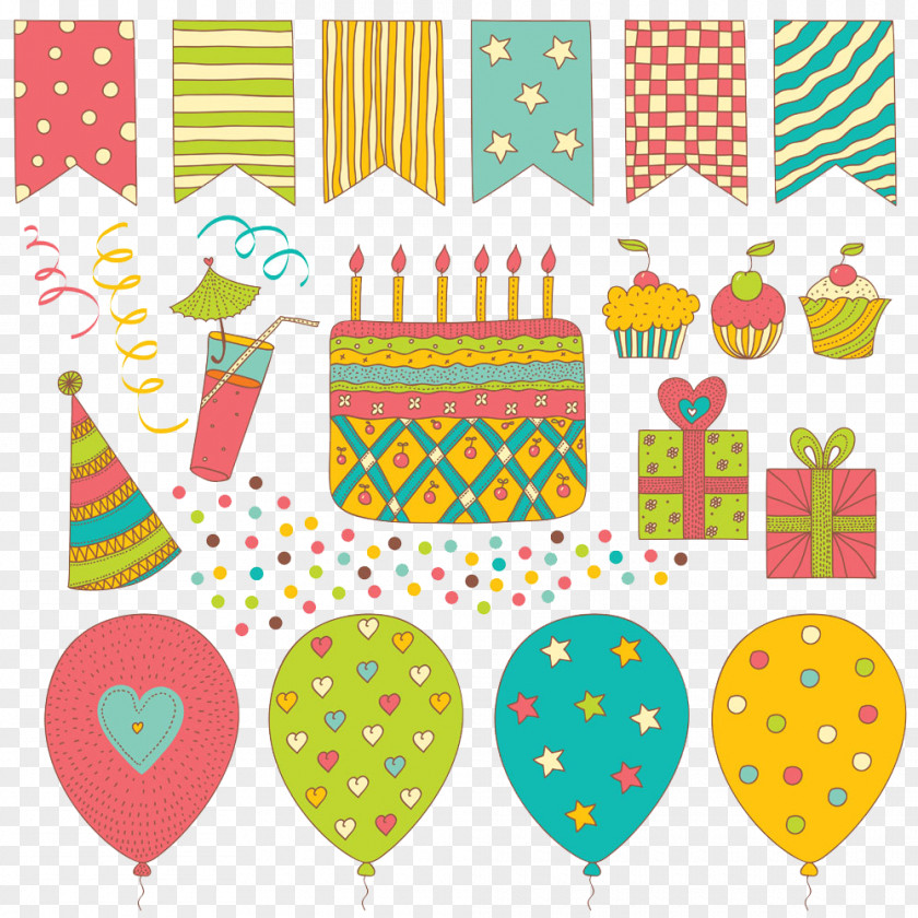 Colored Cartoon Balloons Birthday Cake Euclidean Vector Toy Balloon PNG