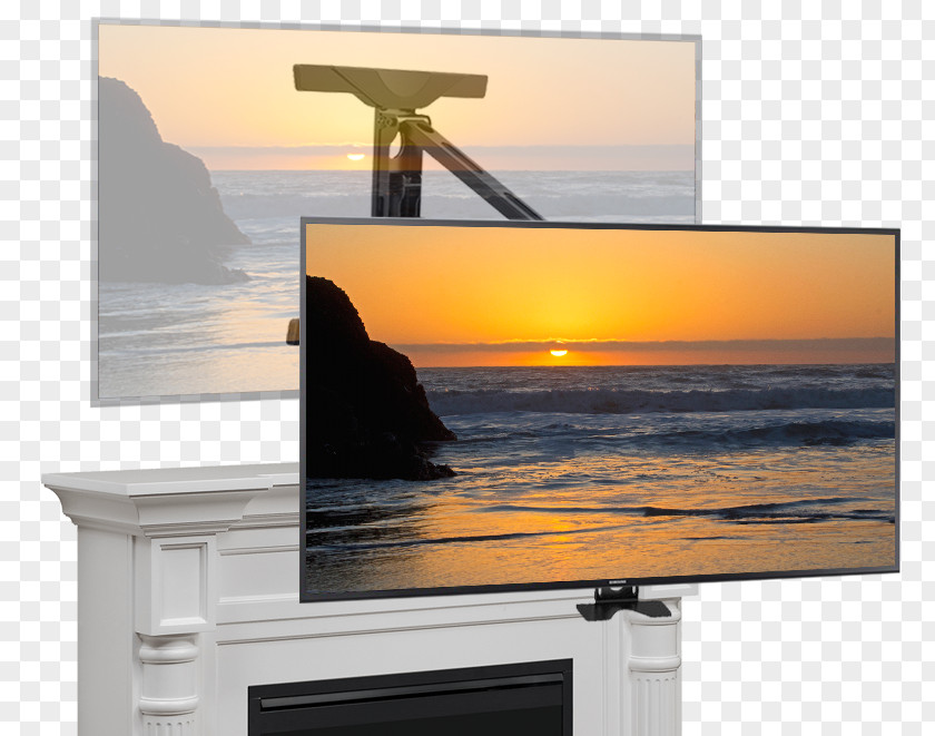 Tranquil Level Fireplace Mantel Television Electric OLED PNG