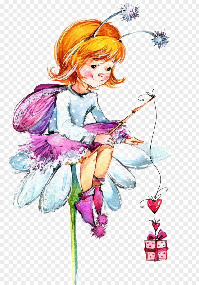 Child Painting Watercolor Cartoon Drawing Fairy PNG