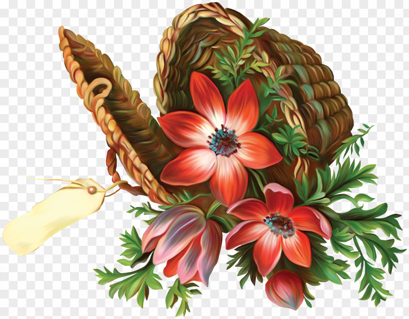 Hand-painted Flower Baskets PNG