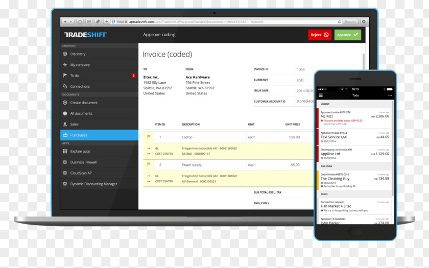 Eleven Point One Computer Program Tradeshift Invoice Accounting Software PNG