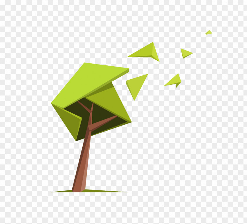 Three-dimensional Triangle Composed Of Tree Low Poly Stock Illustration PNG