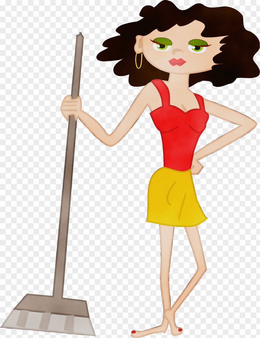 Charwoman Cartoon Girl PNG