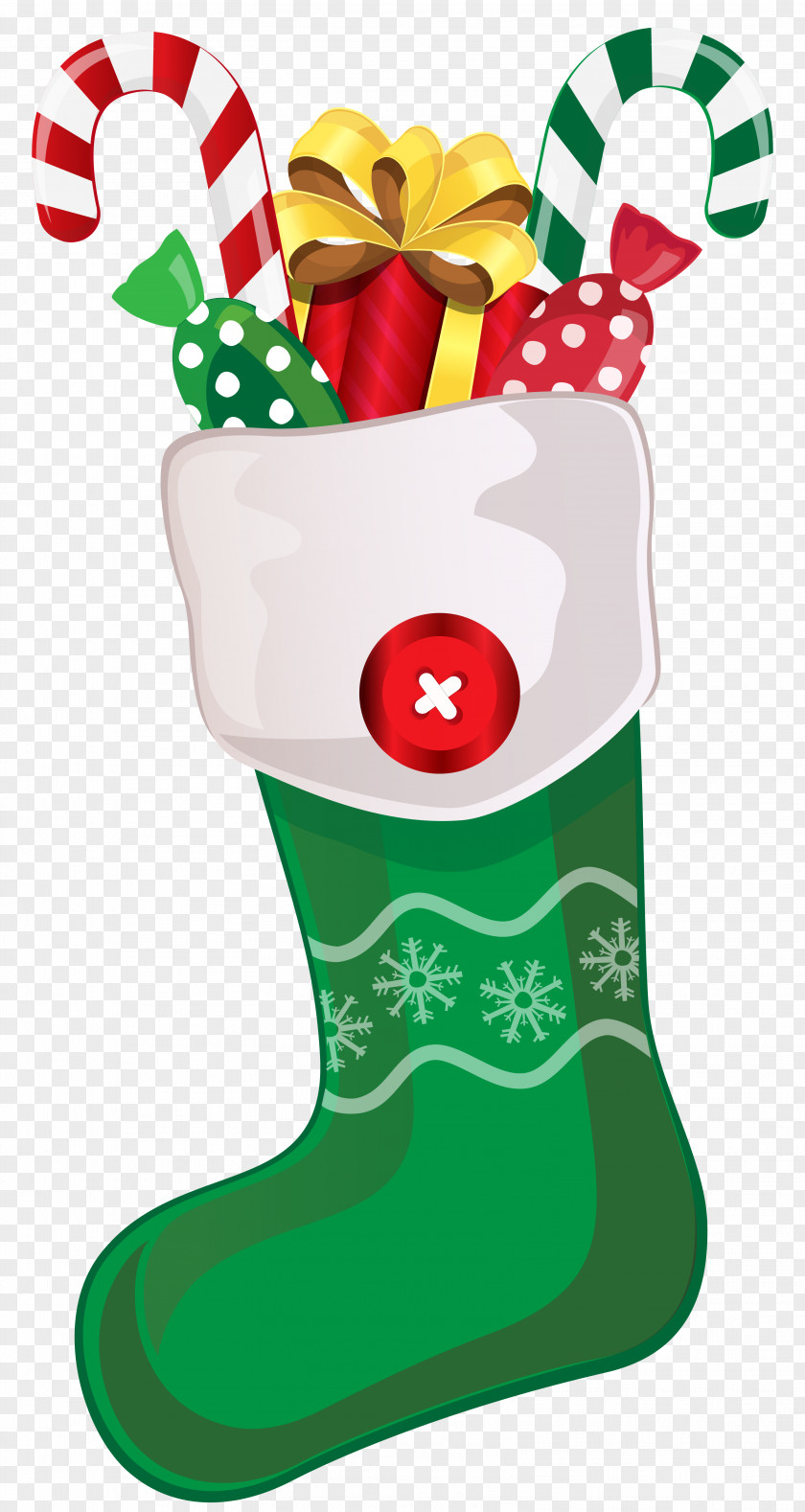 Christmas Green Stocking With Candy Canes Clipart Image Clip Art PNG