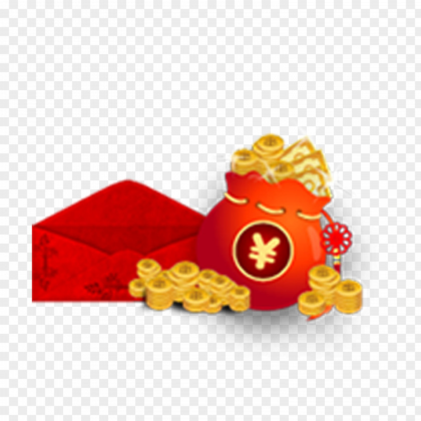 Gold Purse Red Envelope Coin Bag Fukubukuro PNG