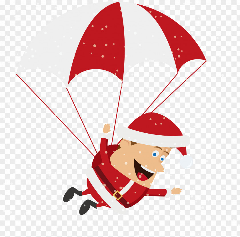 Cartoon Santa Parachute Ride Claus Christmas Tree Decoration PNG