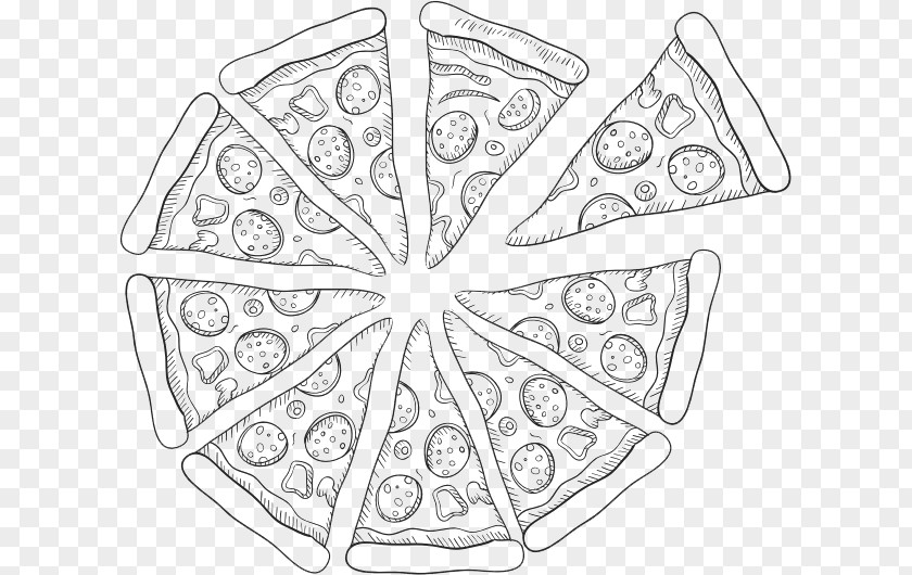 Pizza Line Art Drawing Sketch PNG