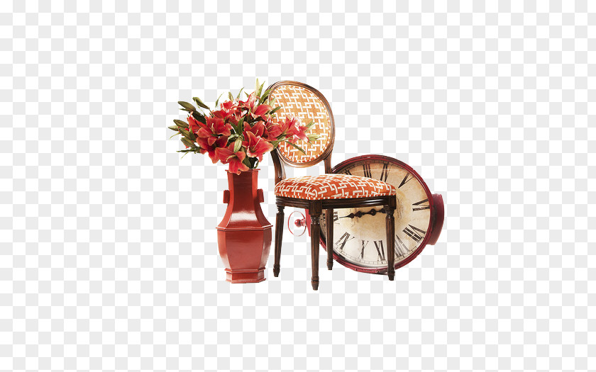 Vase Chair Clock Decorative Pattern Table Furniture Designer PNG