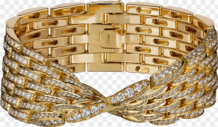 Cartier Gold Diamond Bracelet Seven Rows Bangle PNG