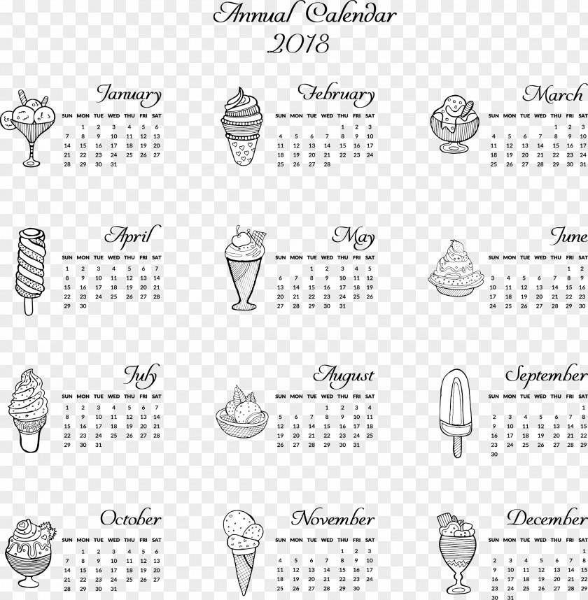 Ice Cream Calendar Template Euclidean Vector Icon PNG