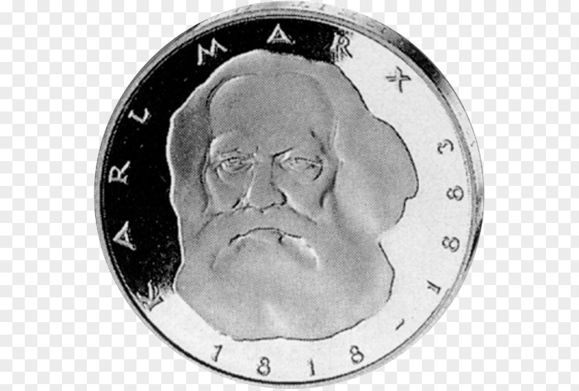 Karl Marx Coin Clock White Font PNG