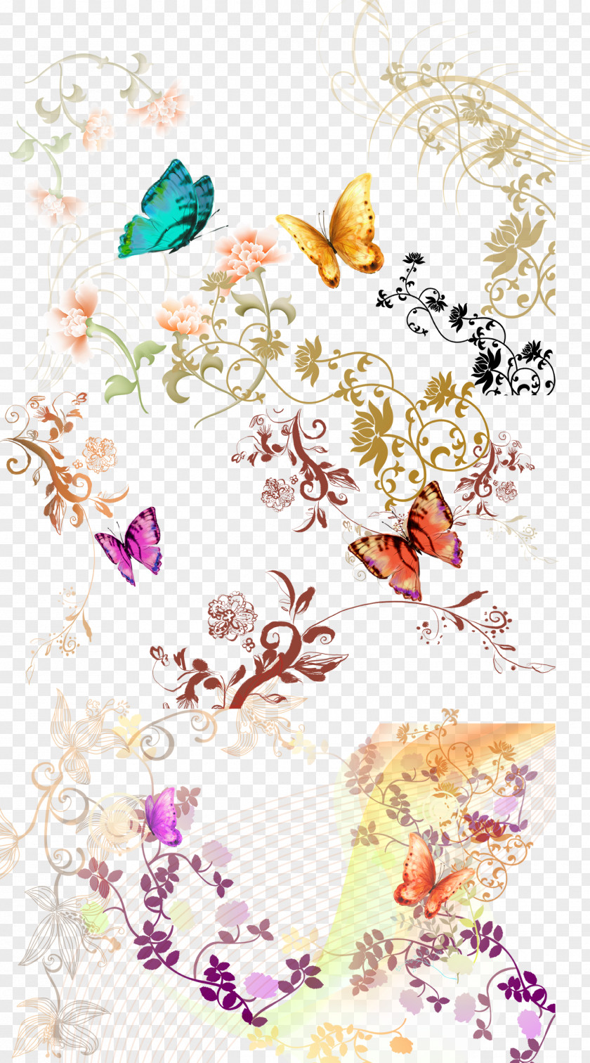 Romantic Butterfly Pattern Download PNG
