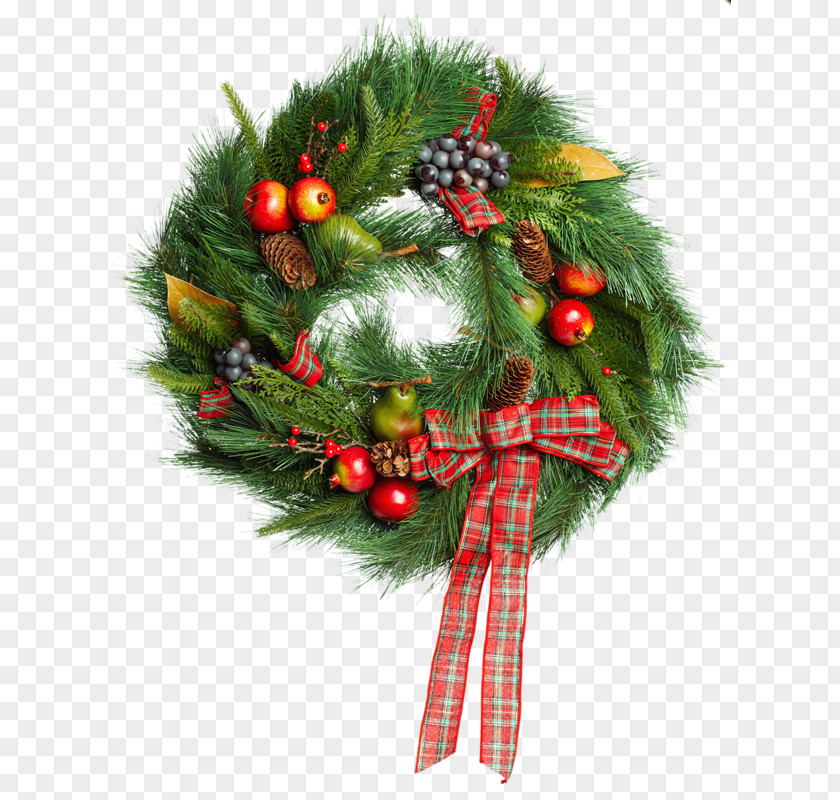 Green Garland Christmas Ornament Santa Claus Wreath Decoration PNG