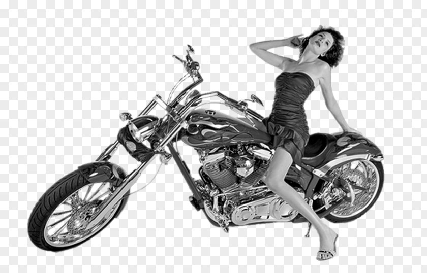 Motorcycle Black And White Chopper Female PNG